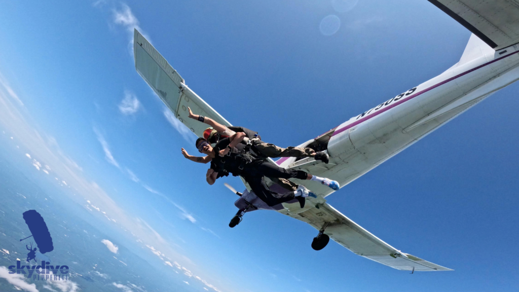 skydive pepperell plane exit tandem student